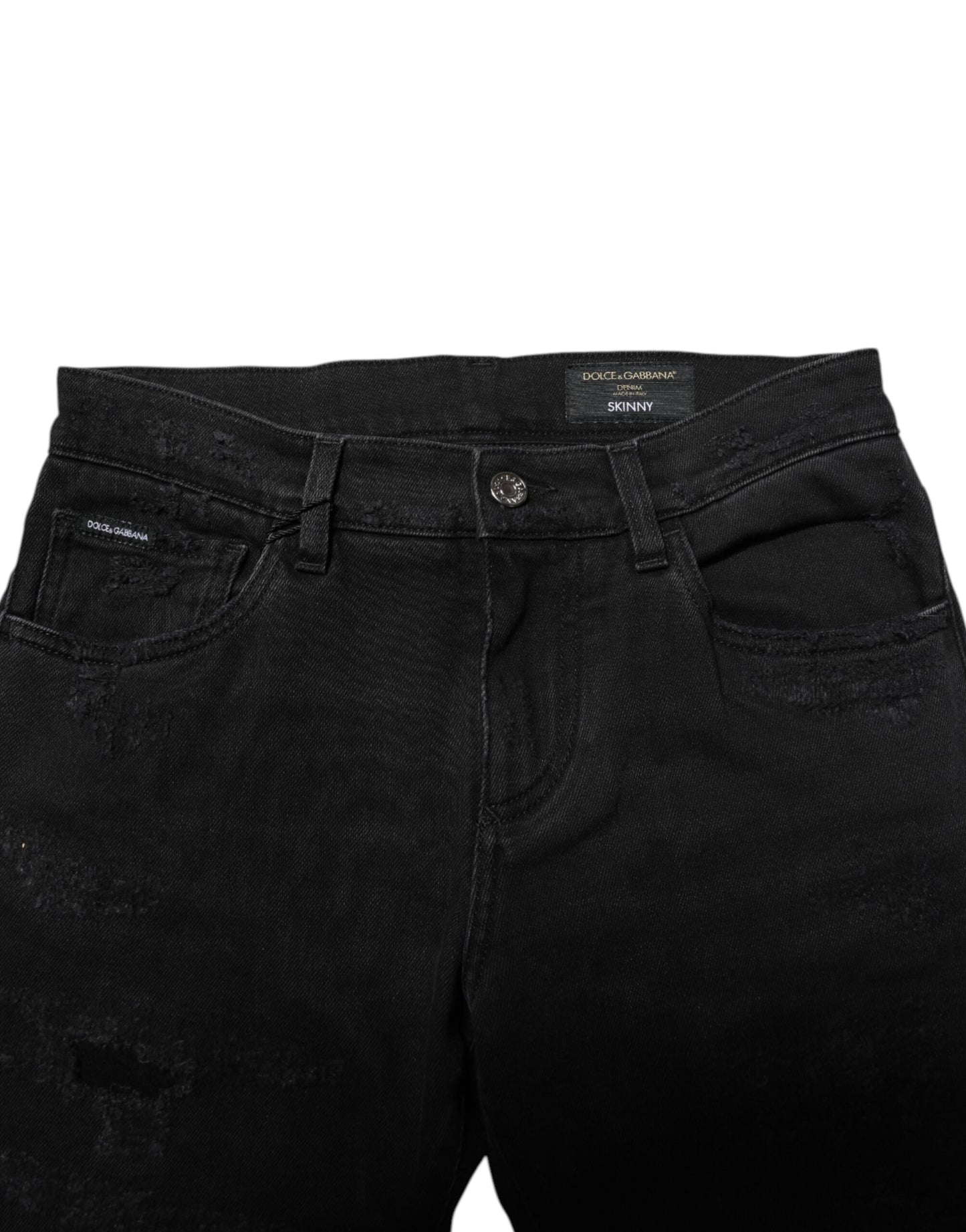 Dolce & Gabbana Svarta Bomulls Skinny Herrjeans