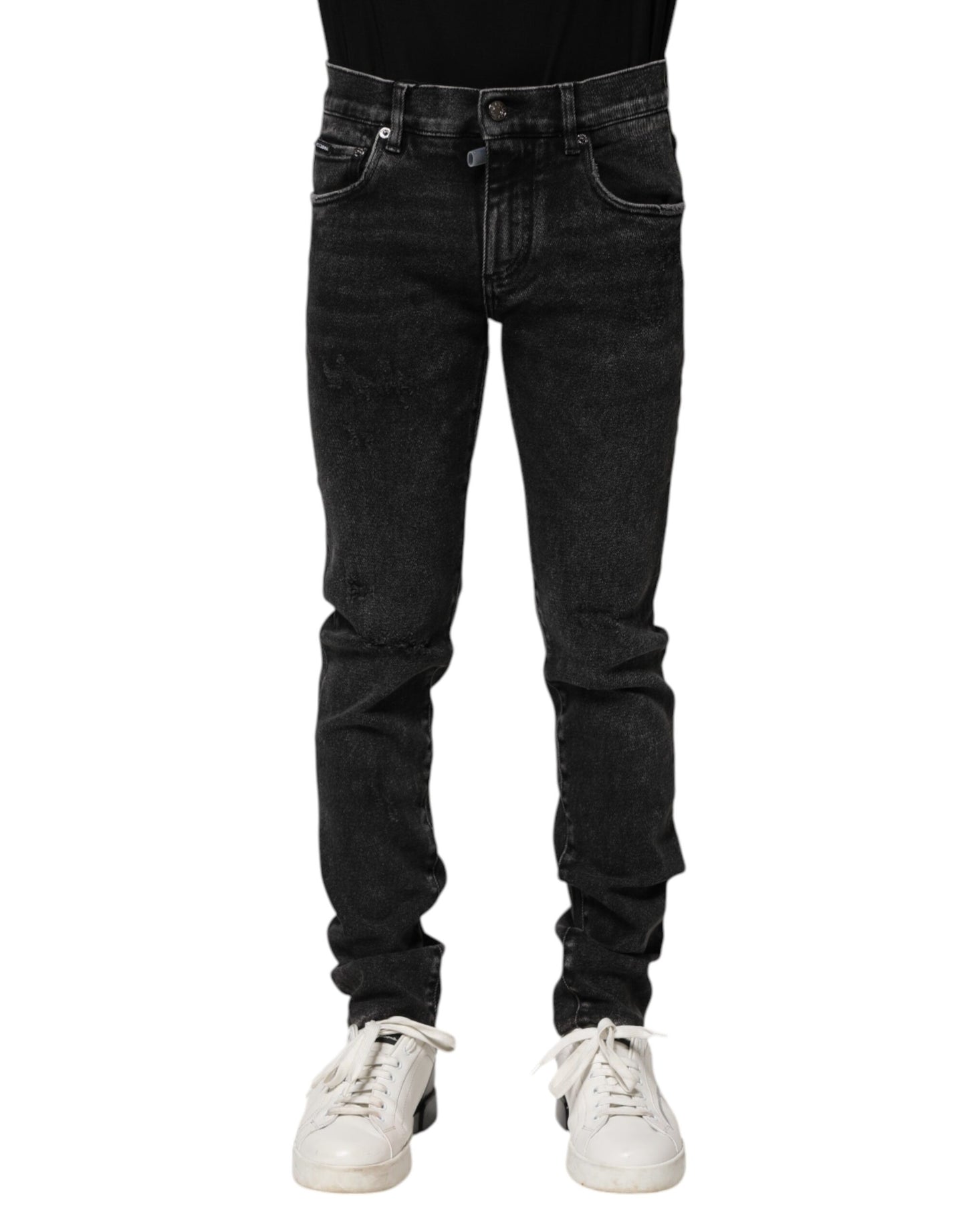 Dolce & Gabbana Svarta Bomulls Skinny Herrjeans