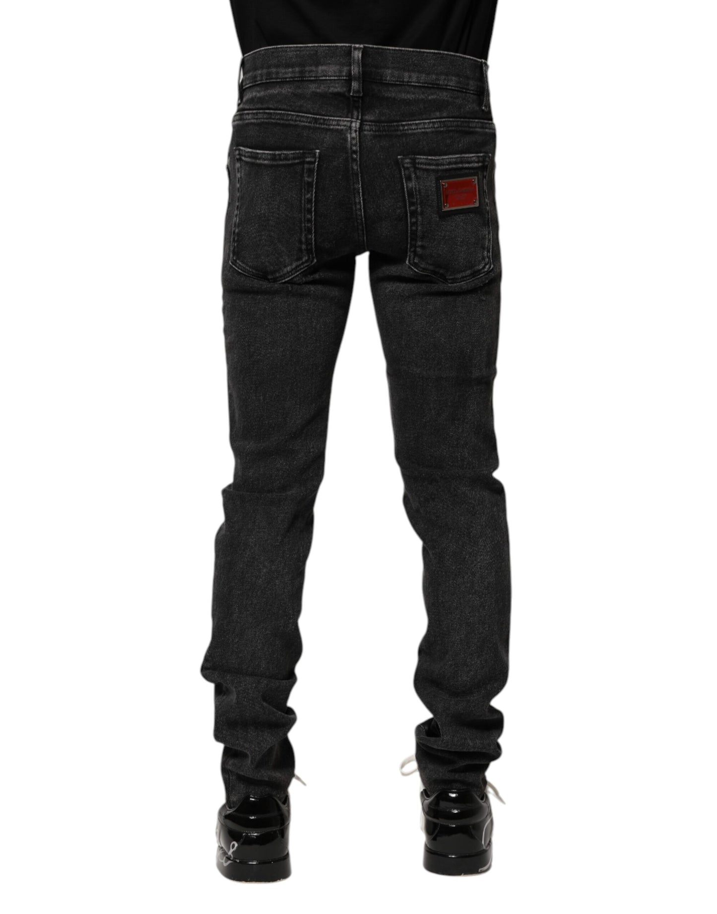 Dolce & Gabbana Svarta Bomulls Skinny Herrjeans