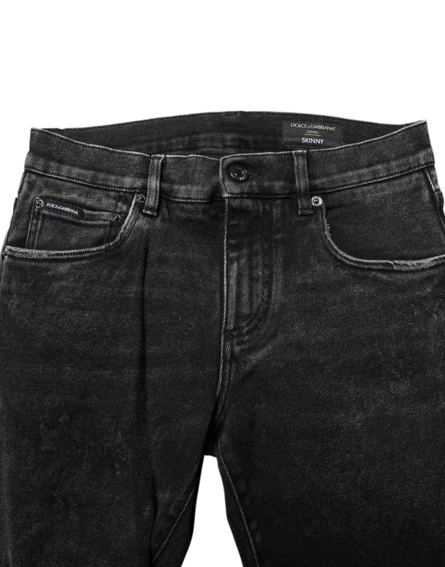 Dolce & Gabbana Svarta Bomulls Skinny Herrjeans