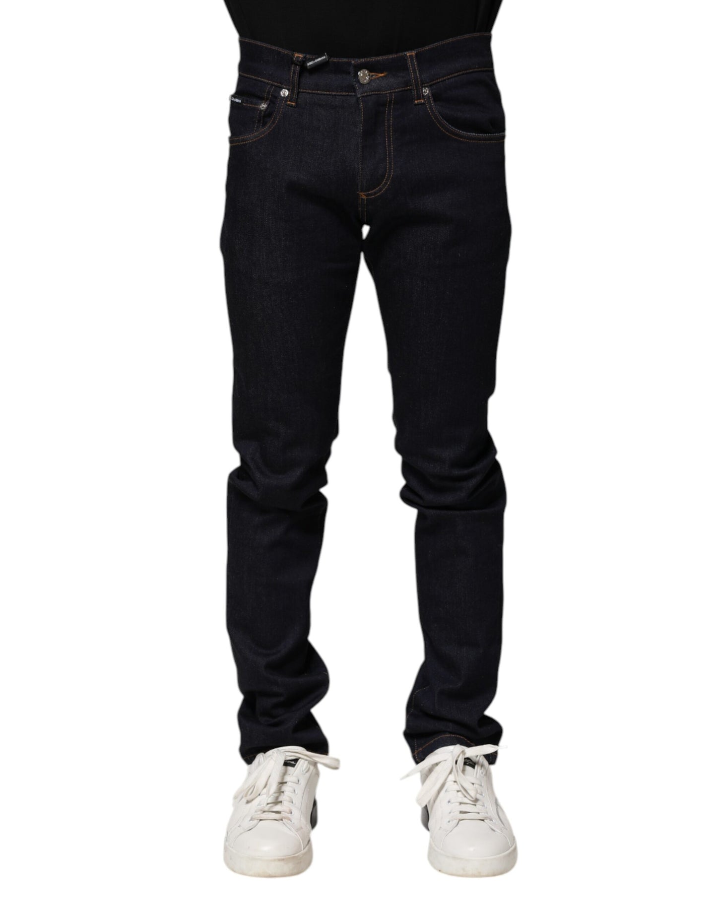 Dolce & Gabbana Svarta Bomulls Skinny Herrjeans