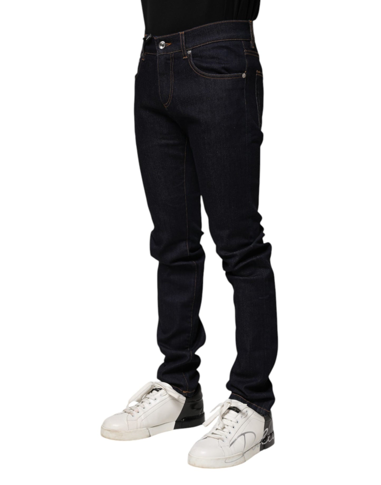 Dolce & Gabbana Svarta Bomulls Skinny Herrjeans
