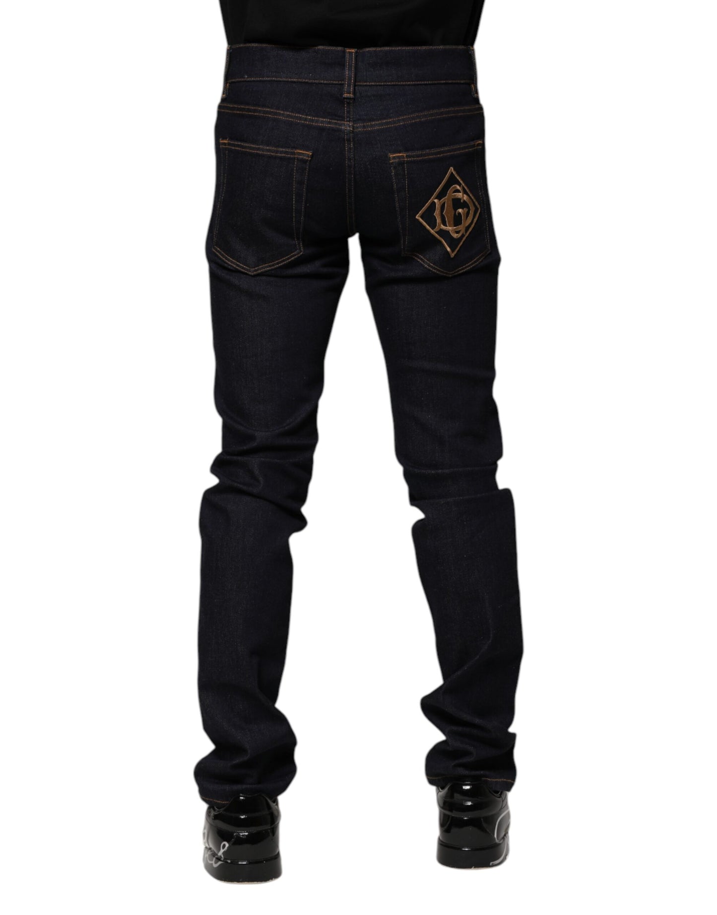 Dolce & Gabbana Svarta Bomulls Skinny Herrjeans