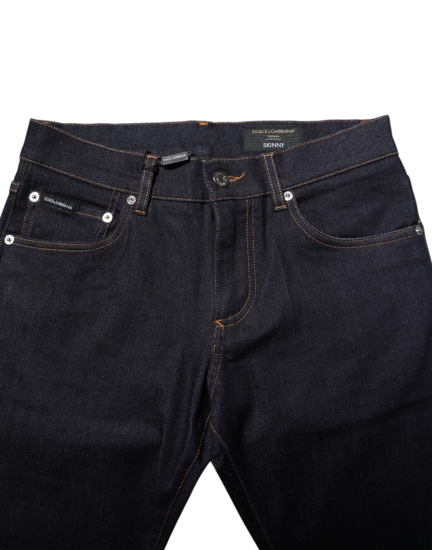 Dolce & Gabbana Svarta Bomulls Skinny Herrjeans