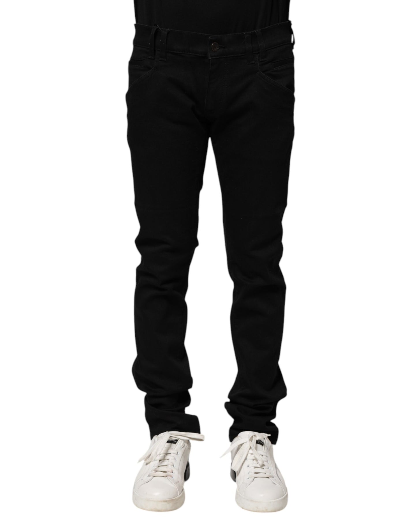 Dolce & Gabbana Svarta Bomulls Skinny Herrjeans