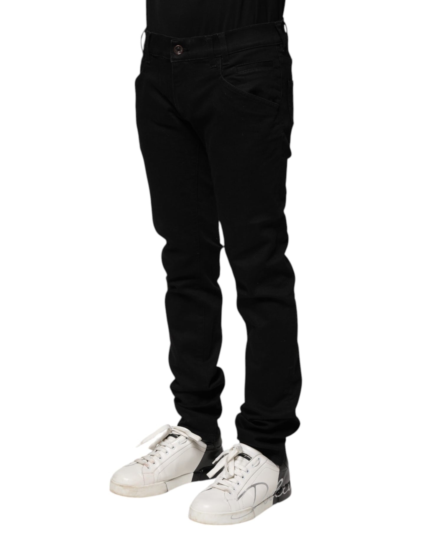 Dolce & Gabbana Svarta Bomulls Skinny Herrjeans