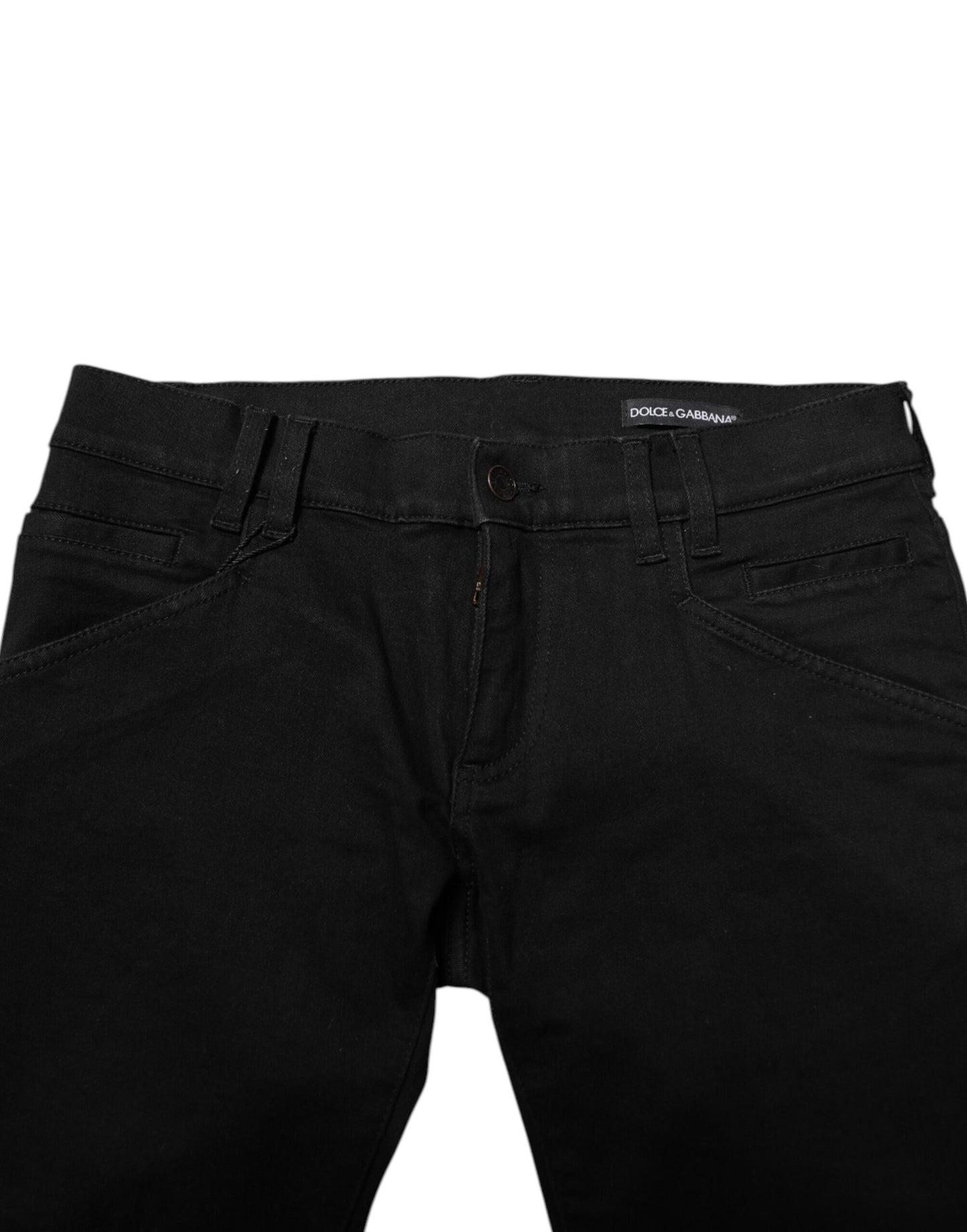 Dolce & Gabbana Svarta Bomulls Skinny Herrjeans