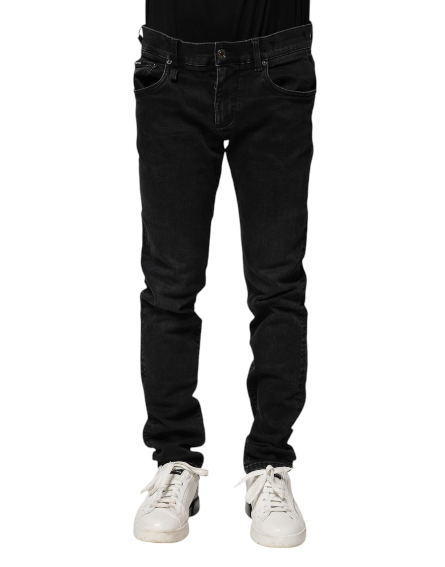Dolce & Gabbana Svarta Bomulls Skinny Herrjeans