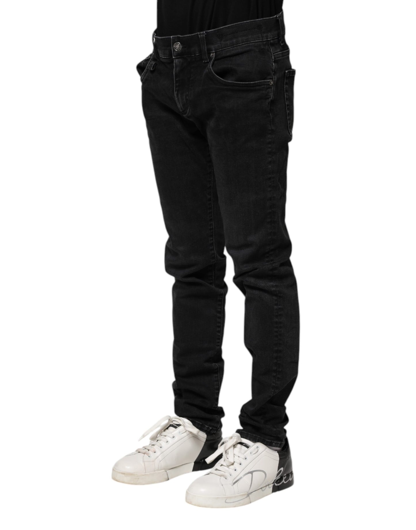 Dolce & Gabbana Svarta Bomulls Skinny Herrjeans