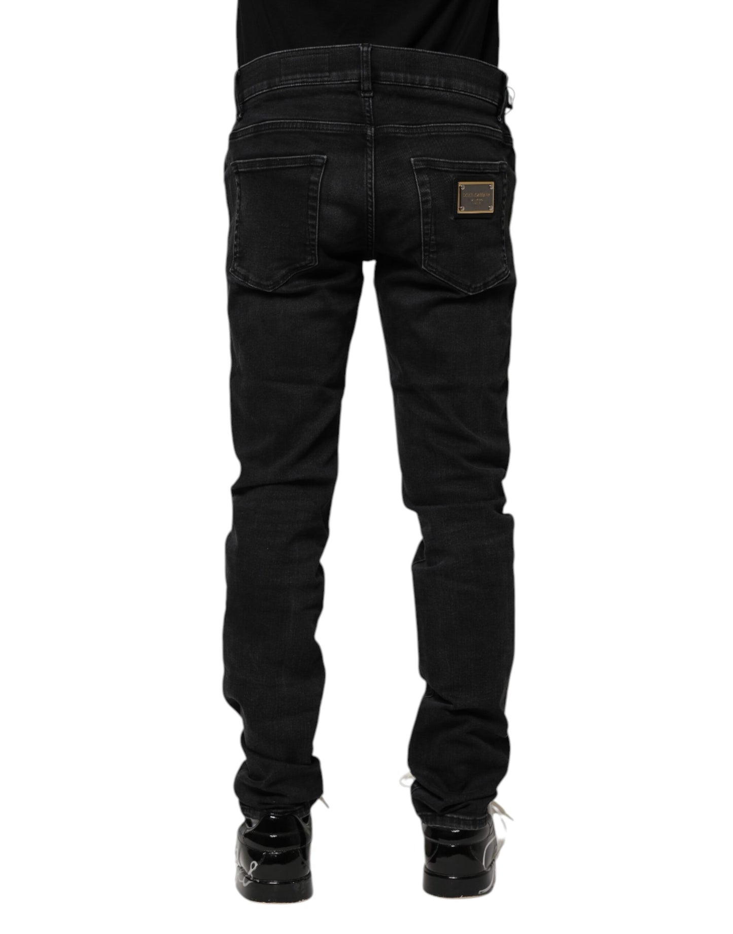 Dolce & Gabbana Svarta Bomulls Skinny Herrjeans