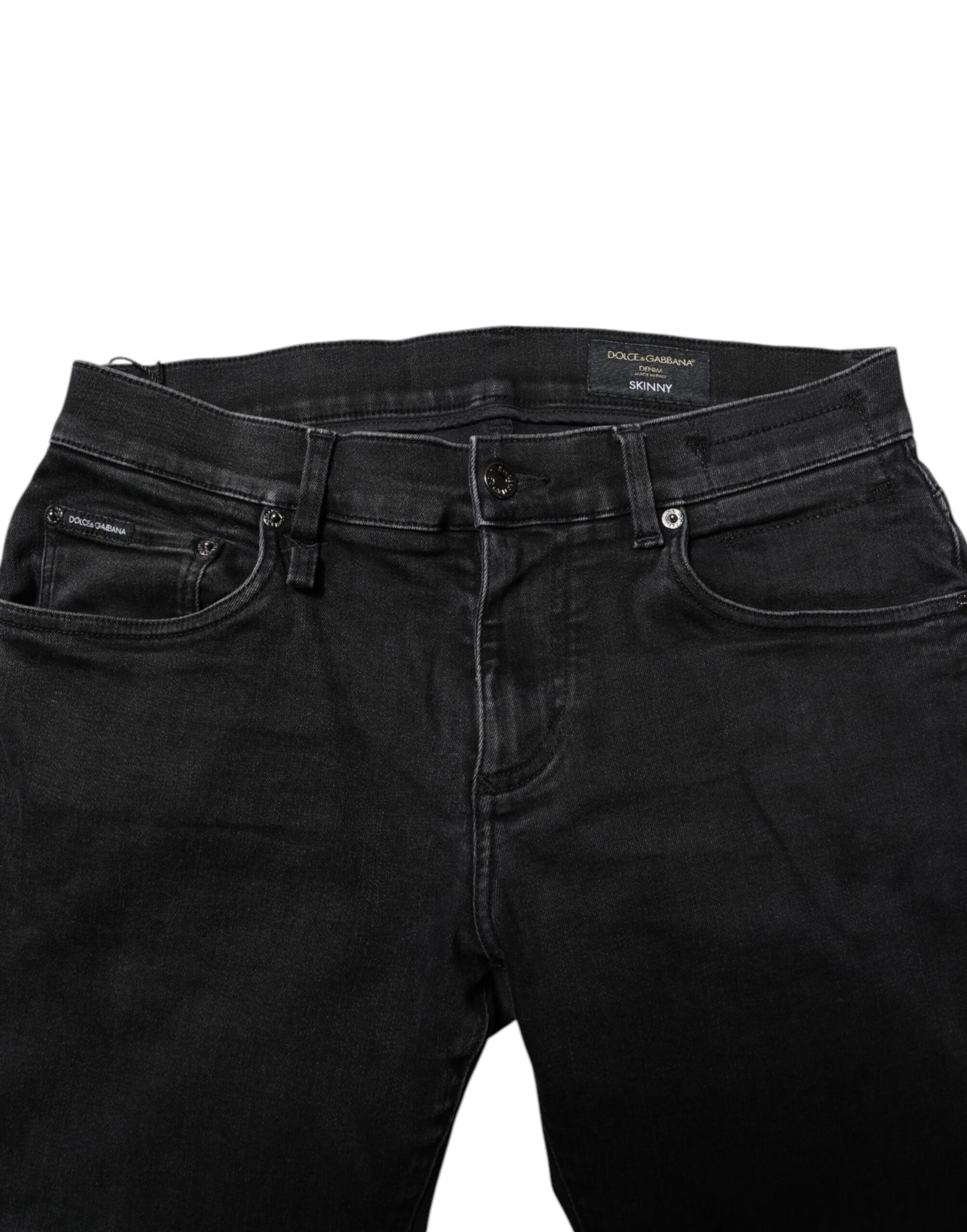Dolce & Gabbana Svarta Bomulls Skinny Herrjeans