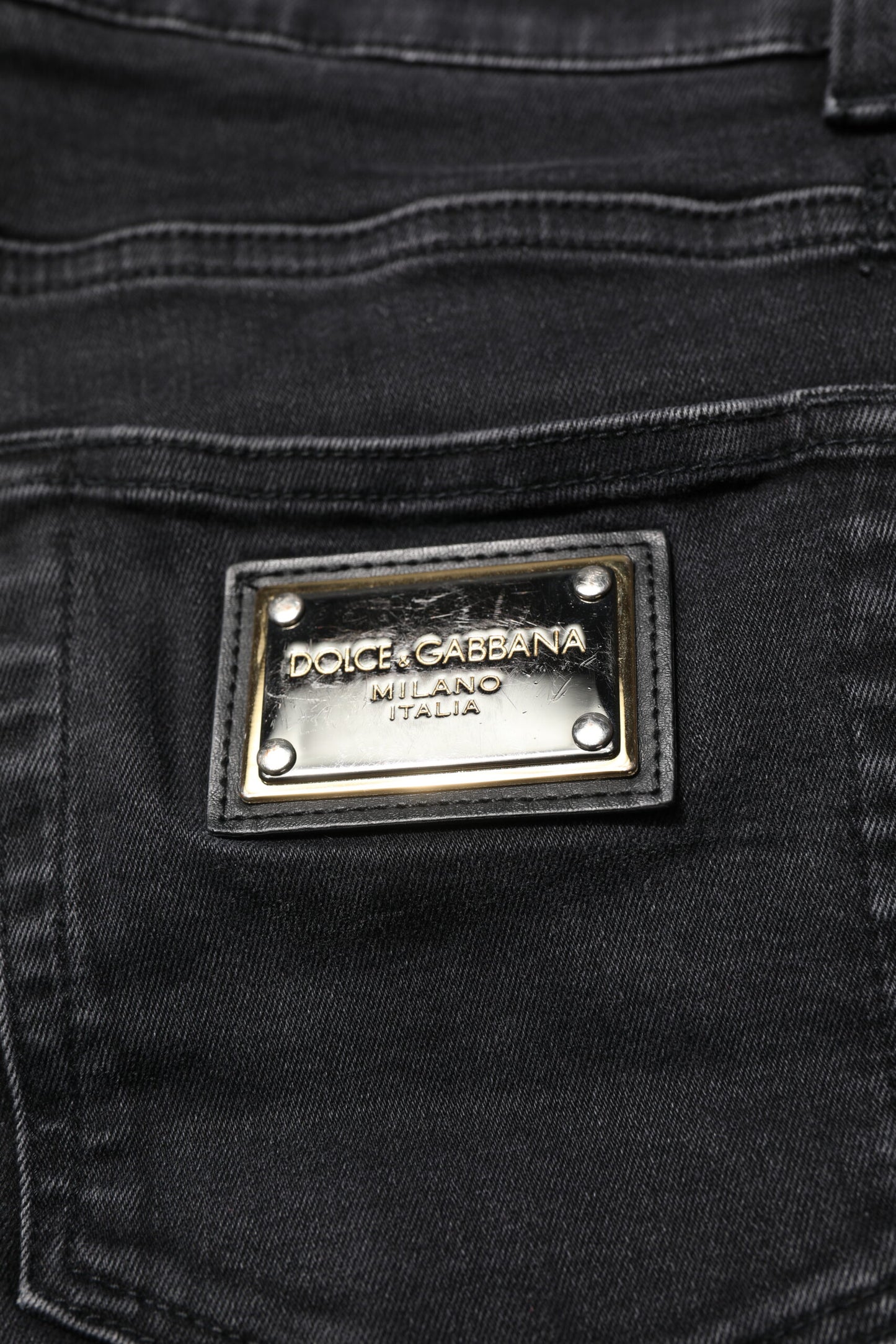 Dolce & Gabbana Svarta Bomulls Skinny Herrjeans