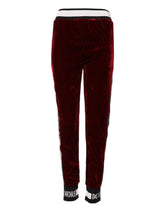 Dolce & Gabbana Red Viscose DG Logo Mid Waist Pants