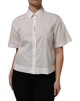 Dolce & Gabbana White Cotton Short Sleeves Collared Top Shirt