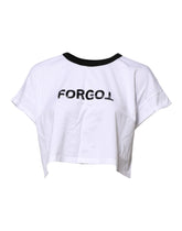 Dolce & Gabbana White Graphic Print Crew Neck Cropped T-shirt
