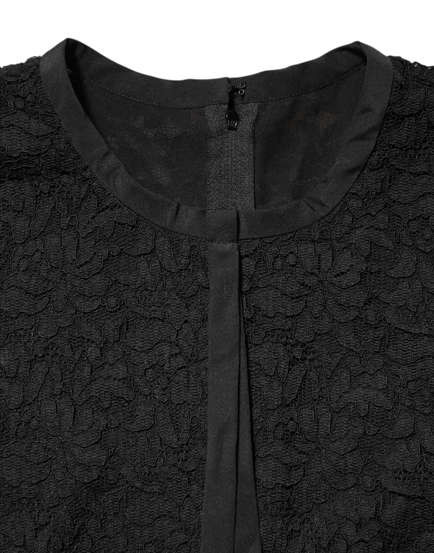 Dolce & Gabbana Svart Nylon Spets Långärmad Blus Topp