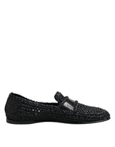 Dolce & Gabbana Svarte Vevde Skinn Slip On Loafers Herresko