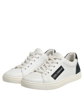 Dolce & Gabbana Hvite Svarte Skinnsneakers Herresko