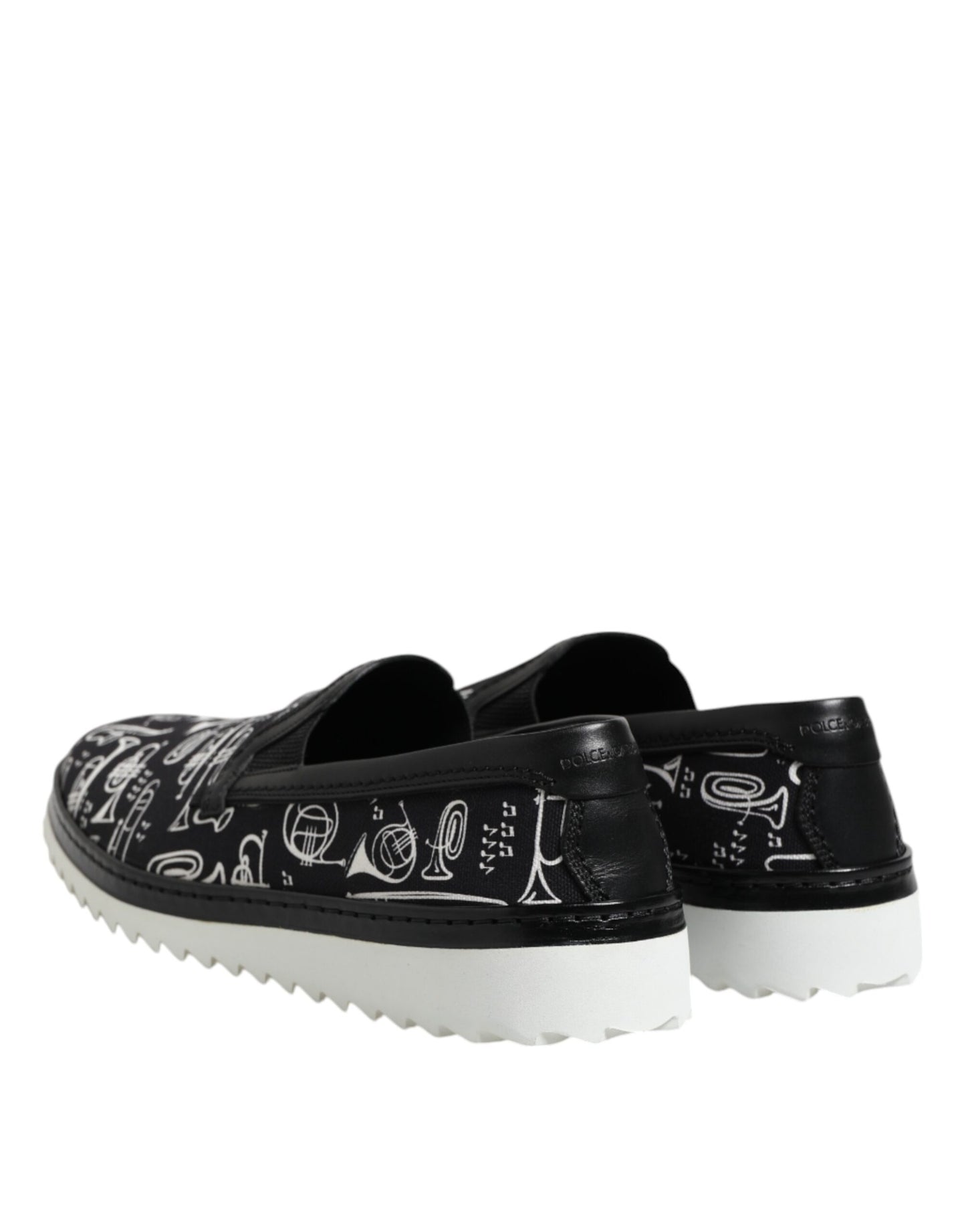 Dolce & Gabbana svarte slip-on-loafers med trykk for menn