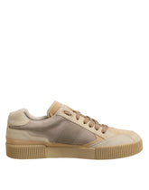 Dolce & Gabbana Beige Lave Sneakers i Skinn med Snøring
