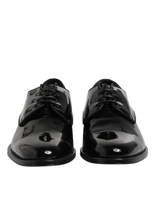 Dolce & Gabbana Black Patent Leather Derby Formal Dress Shoes