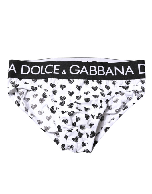 Dolce & Gabbana White Heart Printed Regular Brief Underwear