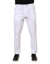 Dolce & Gabbana White Cotton Stretch Logo Men Jogger Pants