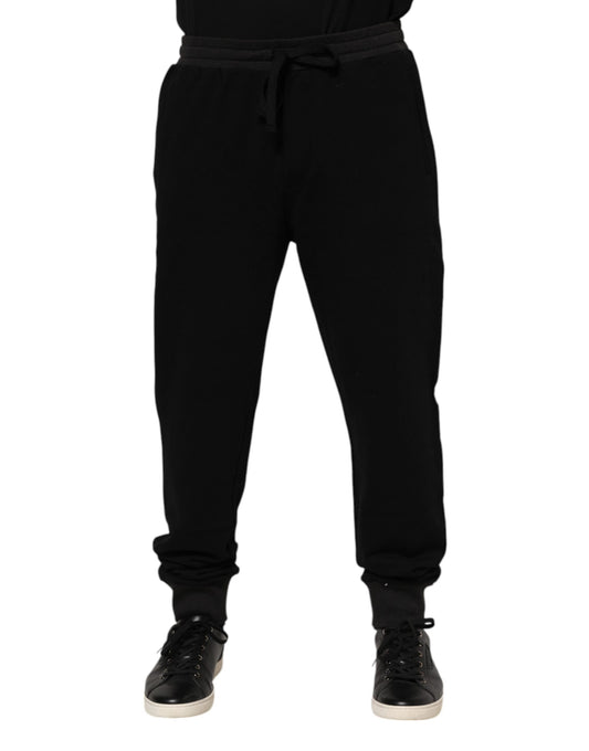 Dolce & Gabbana Svarta Bomulls Crown Jogger Träningsbyxor