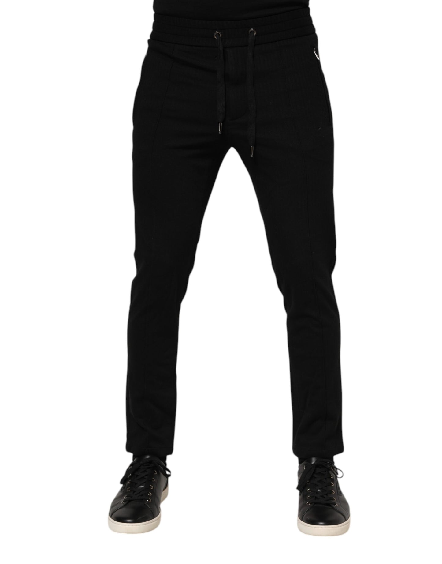 Dolce & Gabbana Svarta Viskos Dragsko Herr Joggingbyxor