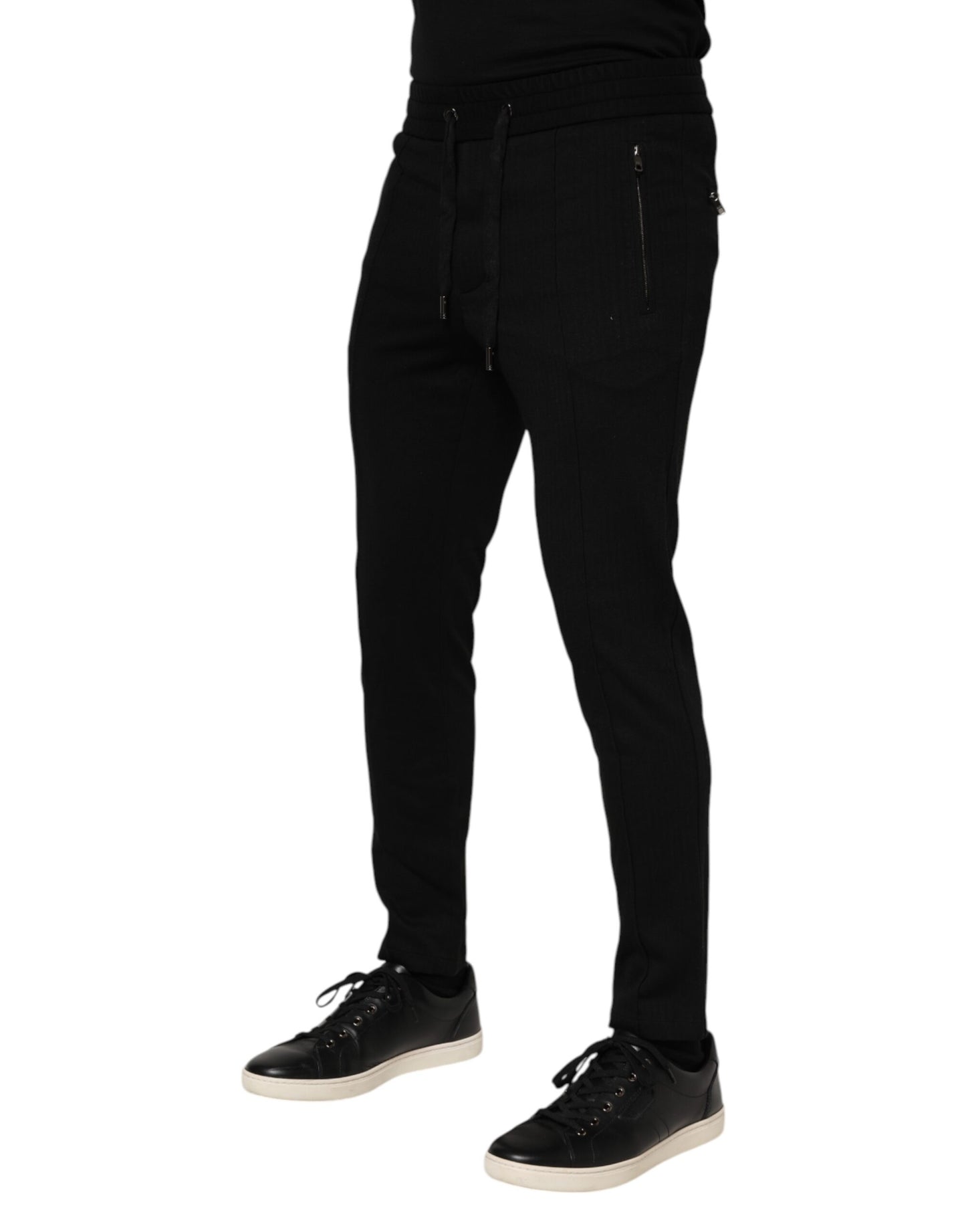 Dolce & Gabbana Svarta Viskos Dragsko Herr Joggingbyxor