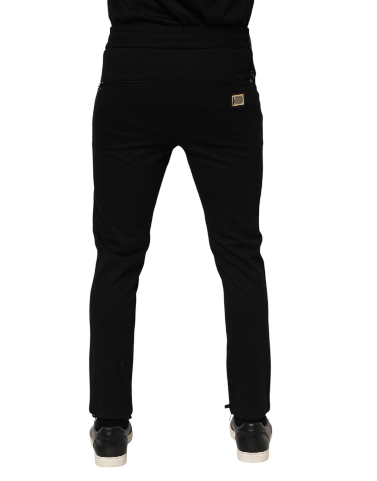 Dolce & Gabbana Svarta Viskos Dragsko Herr Joggingbyxor