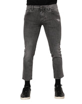 Dolce & Gabbana Gray Cotton Logo Plaque Men Denim Jeans