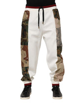 Dolce & Gabbana White Patchwork Mens Jogger Pants