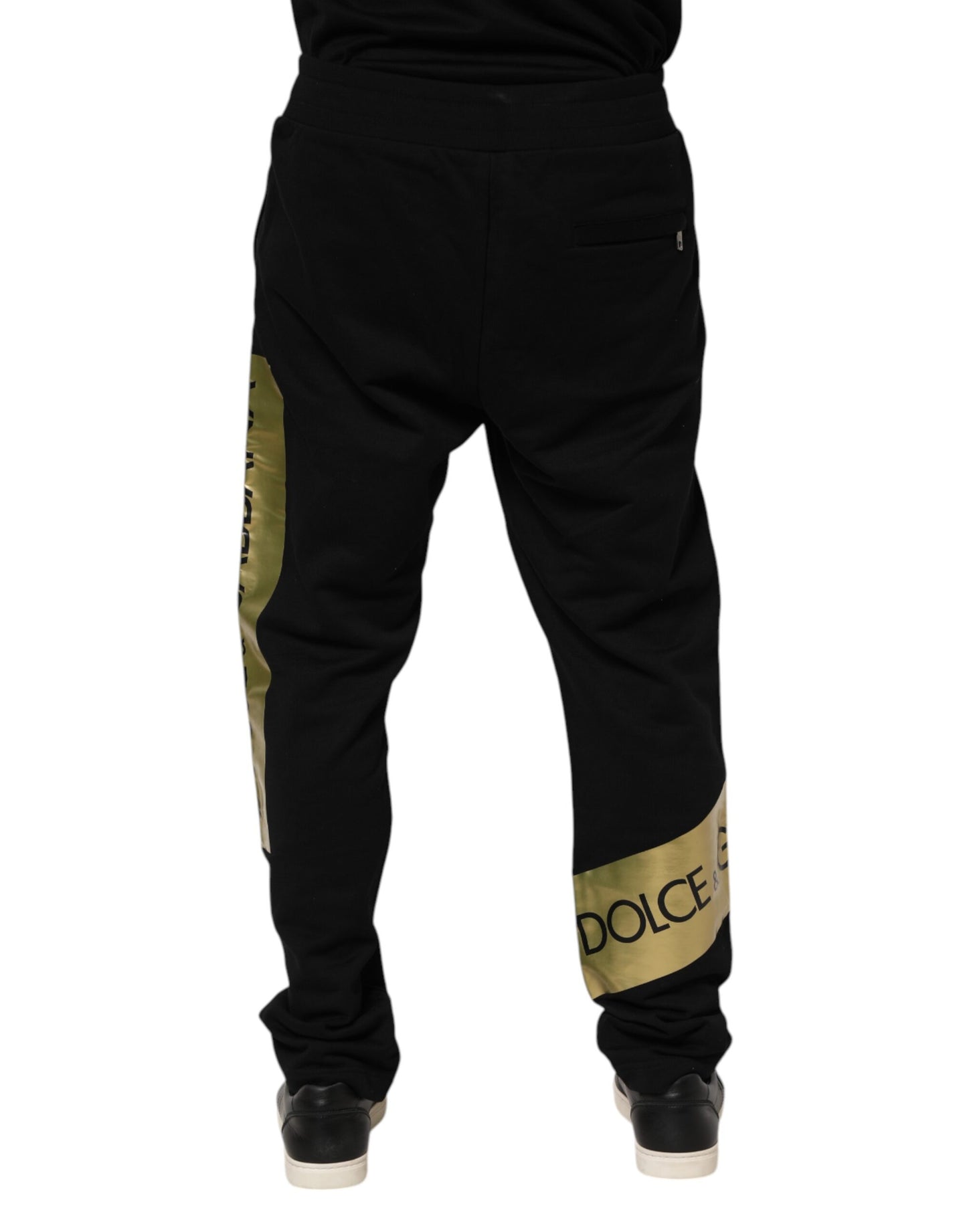 Dolce & Gabbana svarte joggebukser med bomullslogo og tape for menn