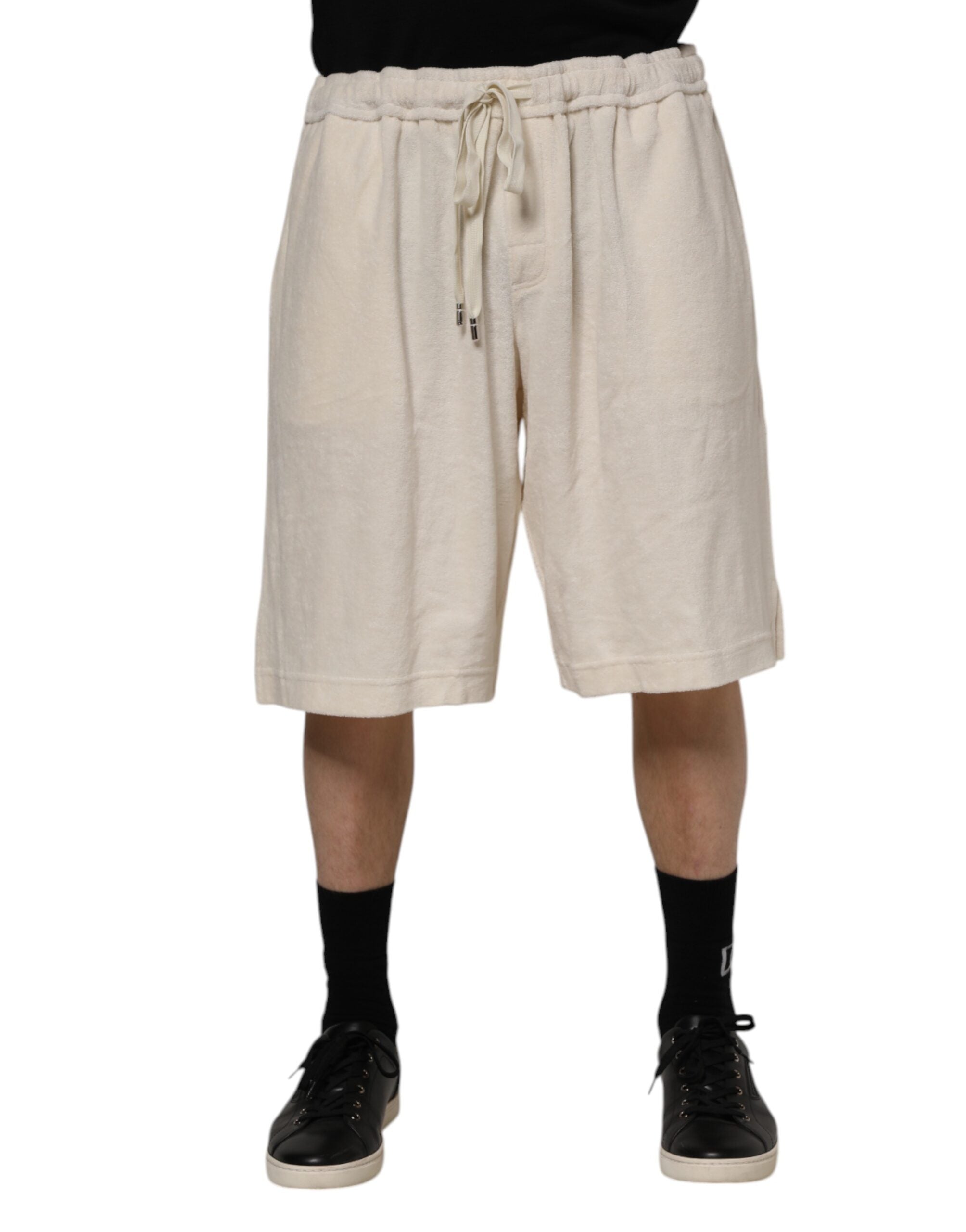Elfenbensvita bomullsshorts för män Bermuda