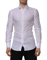 Dolce & Gabbana White Cotton GOLD Long Sleeves Formal Shirt