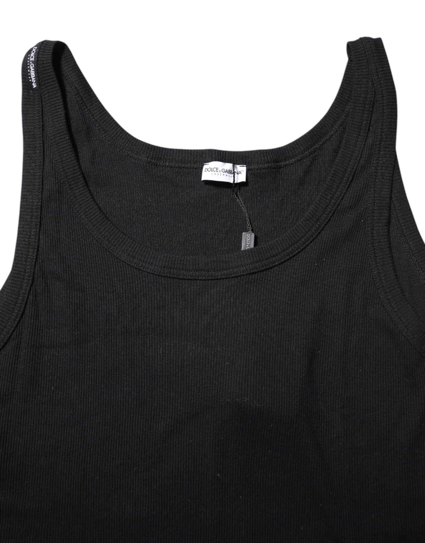 Dolce & Gabbana Svart bomull Ermeløs Undertøy Tank T-skjorte