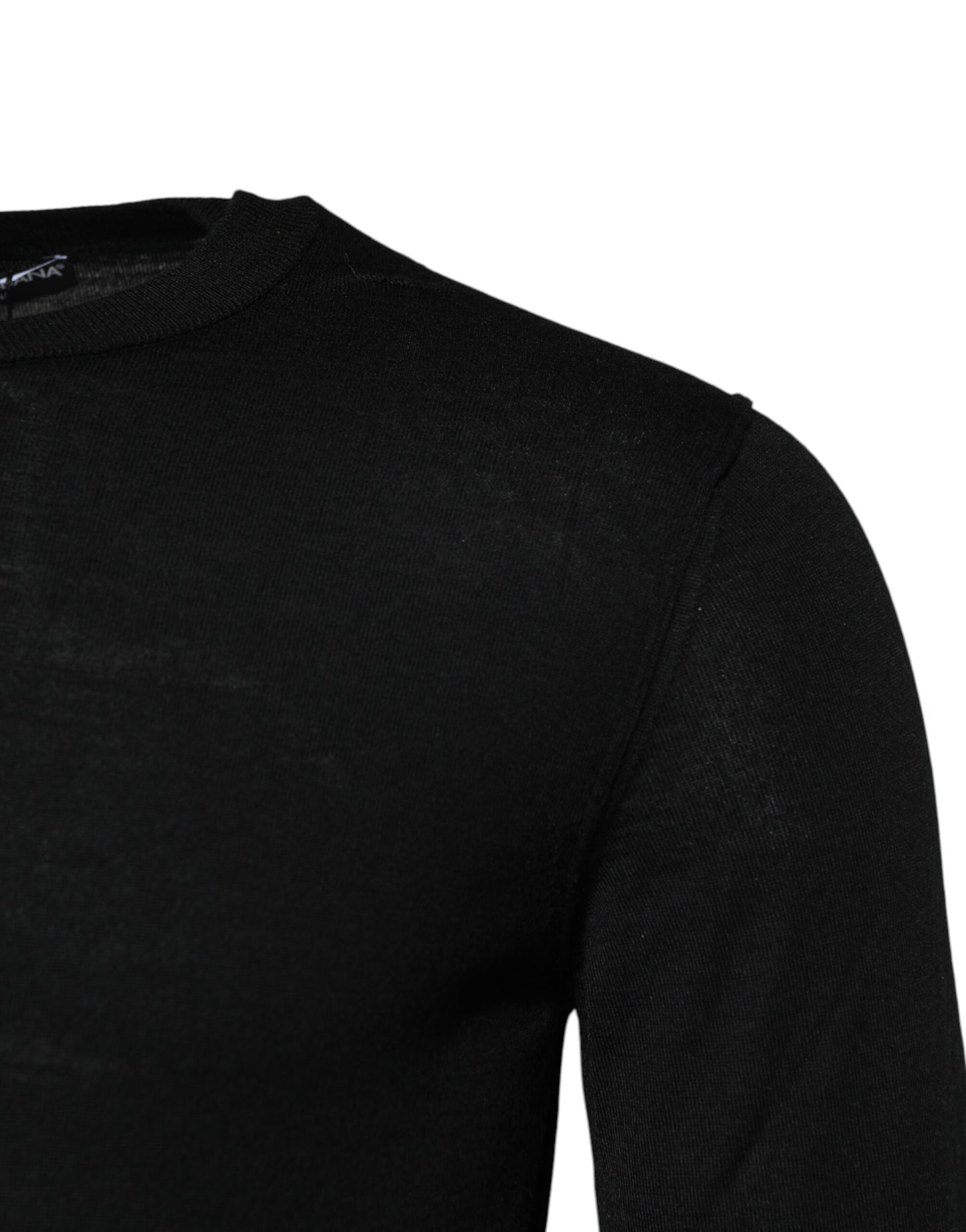 Dolce & Gabbana Svart Kashmir Rundringad Långärmad T-shirt
