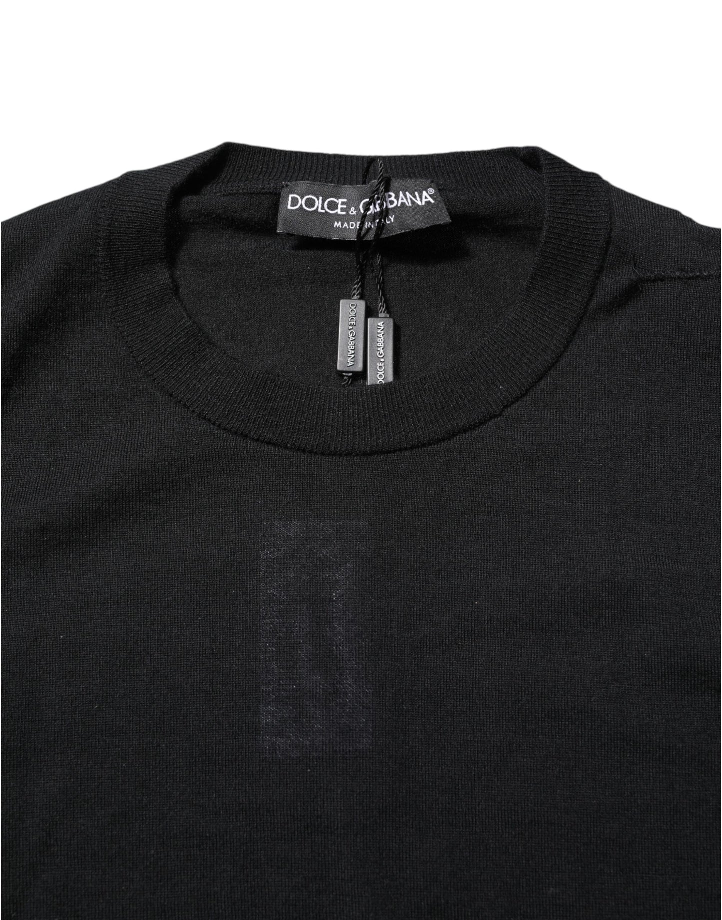 Dolce & Gabbana Svart Kashmir Rundringad Långärmad T-shirt