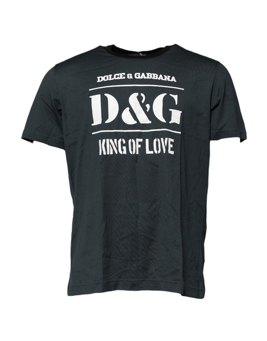Dolce & Gabbana svart bomullstrykk-t-skjorte med korte ermer
