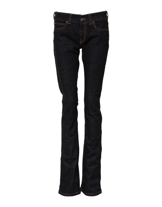 GF Ferre Dark Blue Cotton Mid Waisted Skinny Denim Jeans