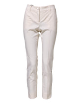 Dolce & Gabbana White Wool Tapered High Waist Pants