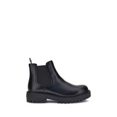 Prada Black Calf Leather Bos Taurus Chelsea Boots