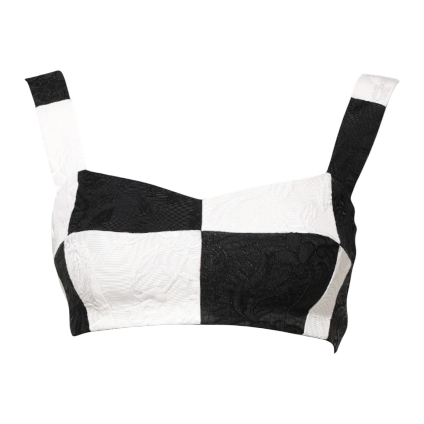 Dolce & Gabbana Svartvit Beskuren Bustier Korsett-BH-topp