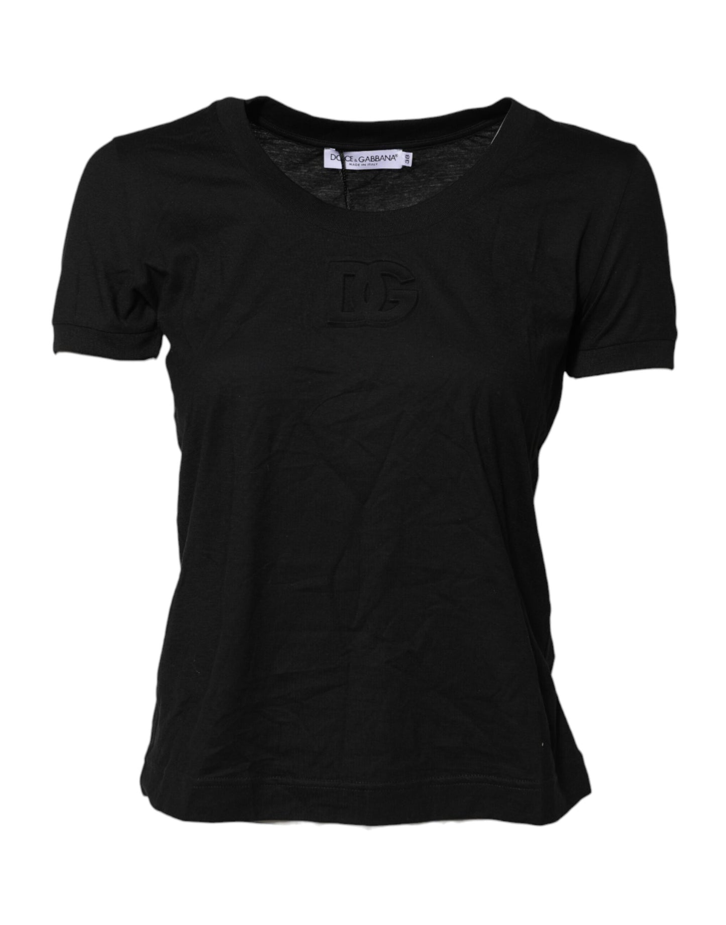 Dolce & Gabbana Svart bomulls-t-shirt med korta ärmar och rund hals