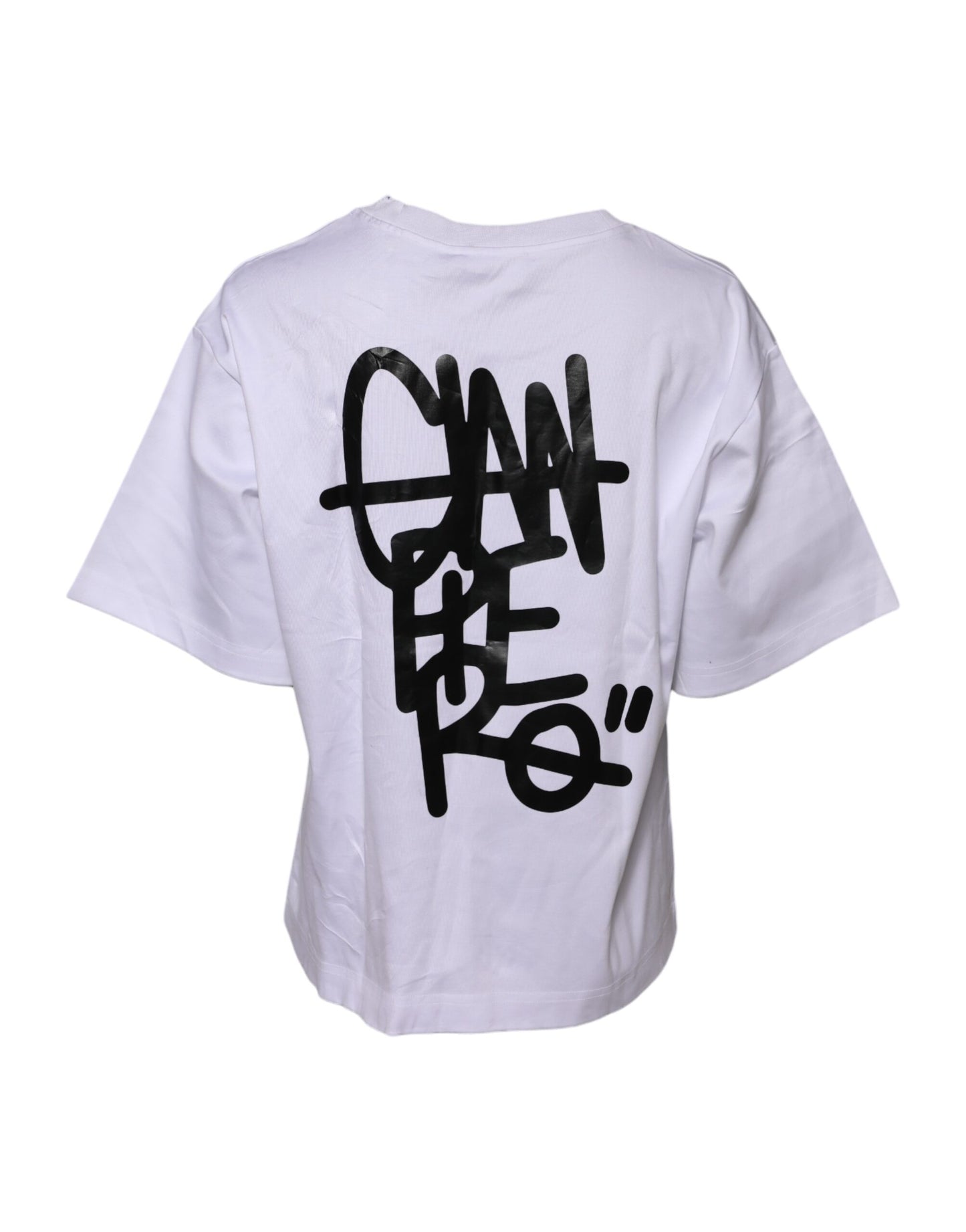 Dolce & Gabbana hvit bomulls-T-skjorte med rund hals og grafisk trykk