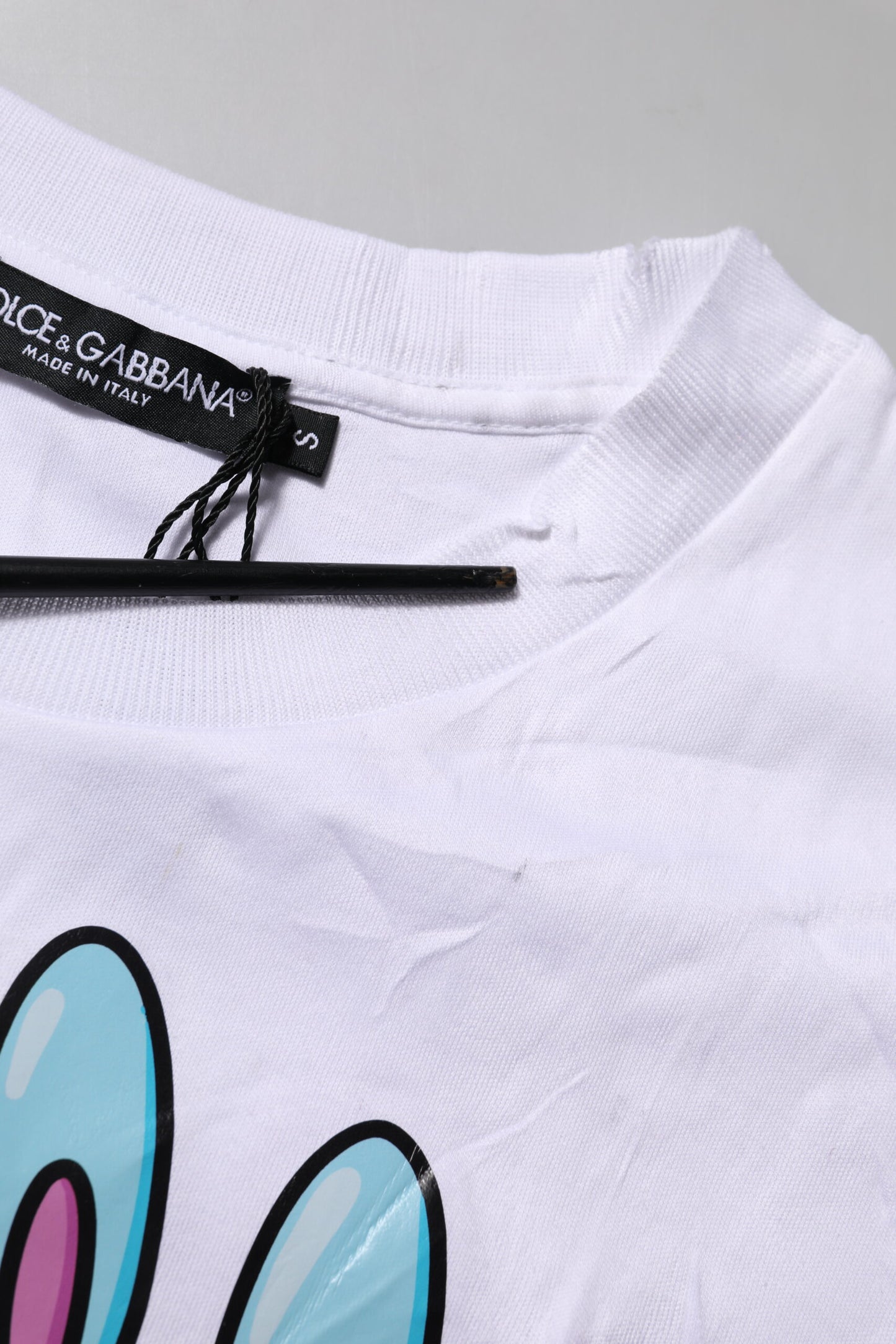 Dolce & Gabbana hvit bomulls-T-skjorte med rund hals og grafisk trykk