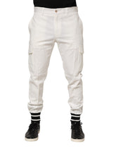 Dolce & Gabbana White Cotton Jogger Cargo Skinny Men Pants