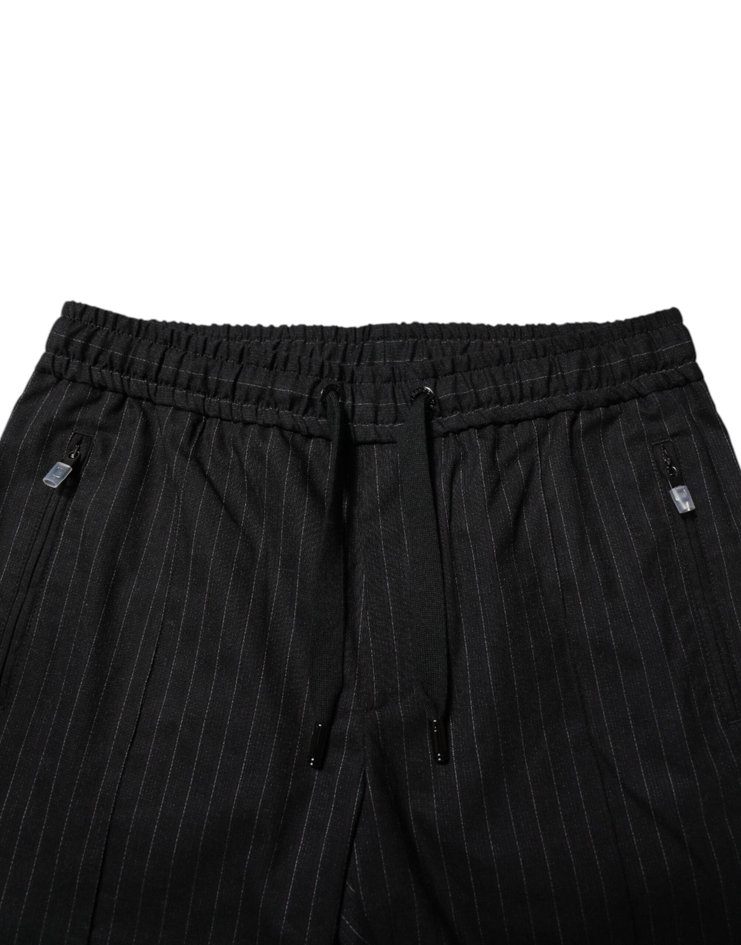 Dolce & Gabbana Svarta Randiga Joggingbyxor I Ull Herr