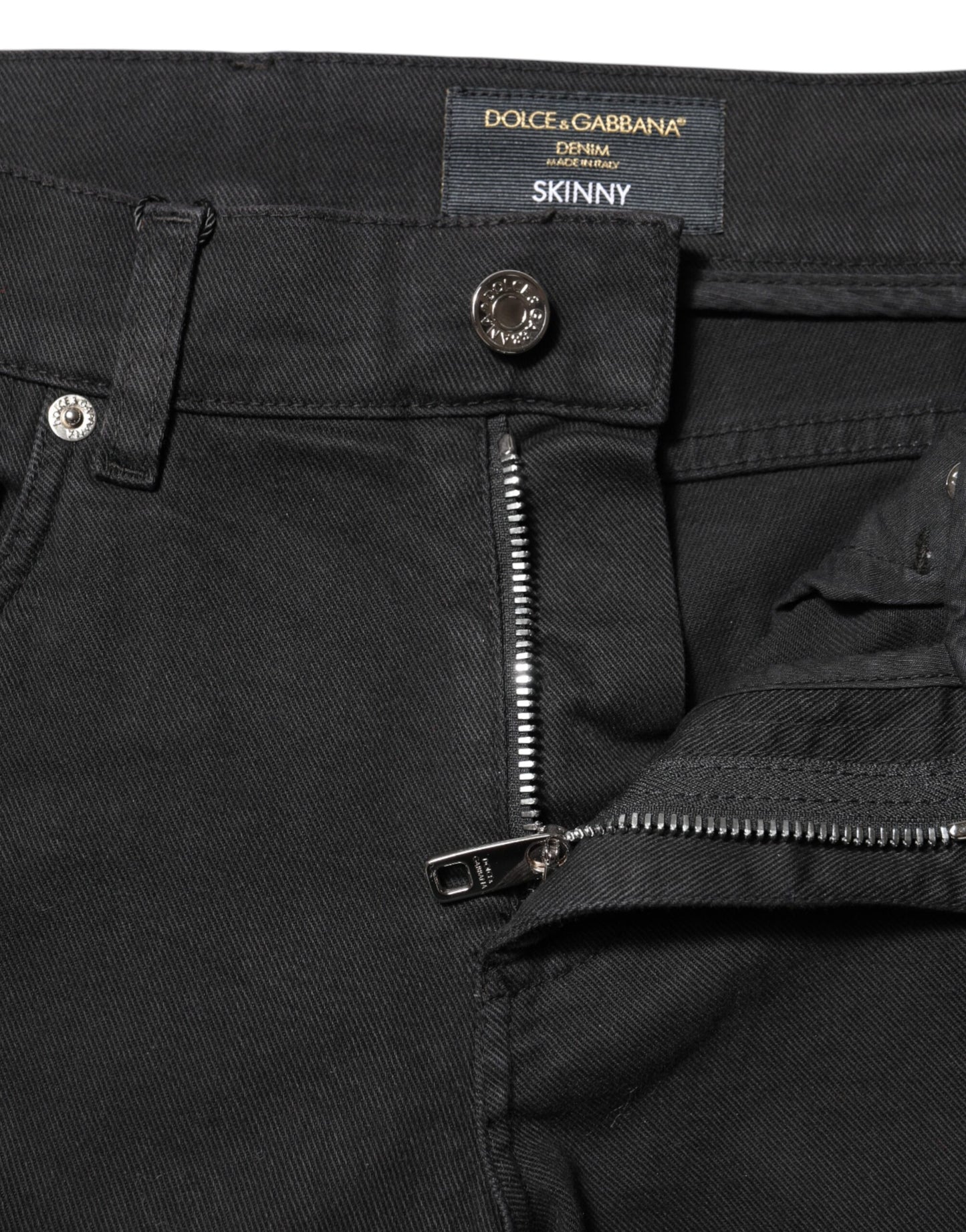 Dolce & Gabbana Svarta Trasiga Vitfodrade Skinny Jeans